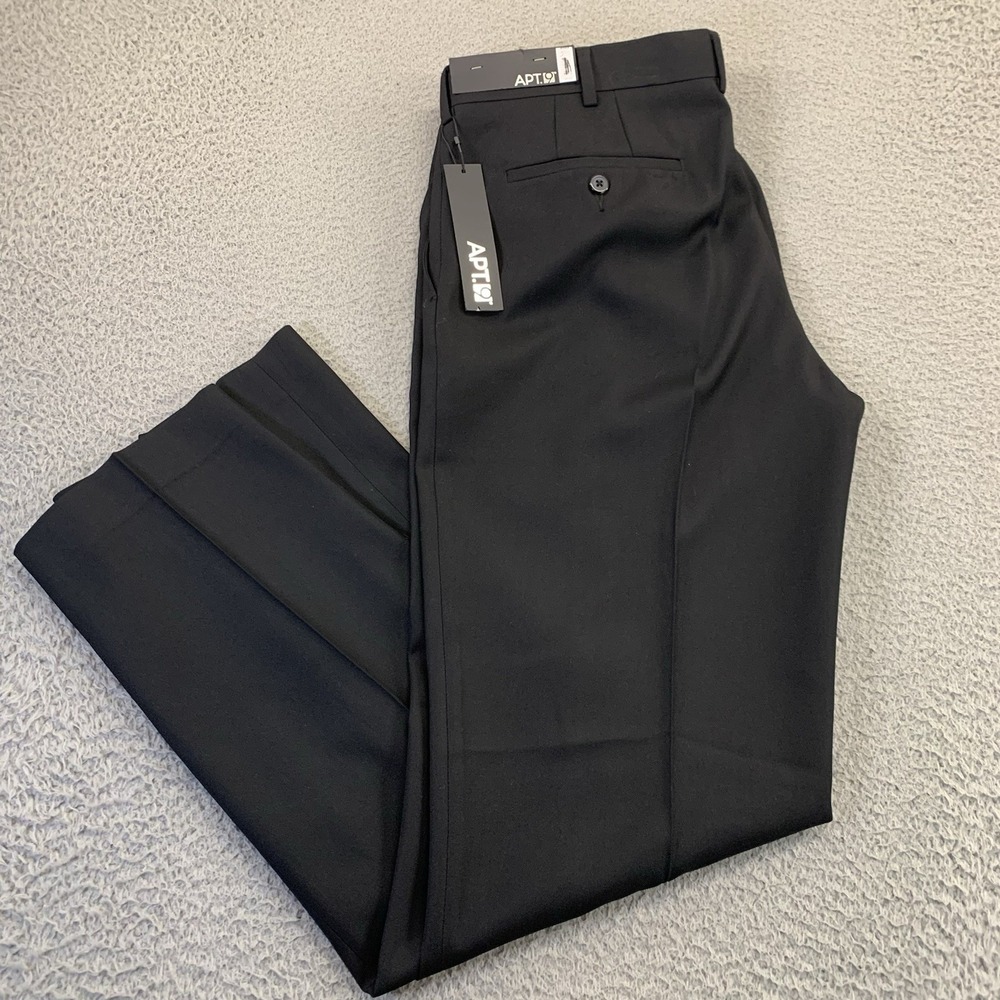 APT. 9 Dress Pants Mens 36x34 Black Slim Fit Straight Leg Casual Business NWT‎